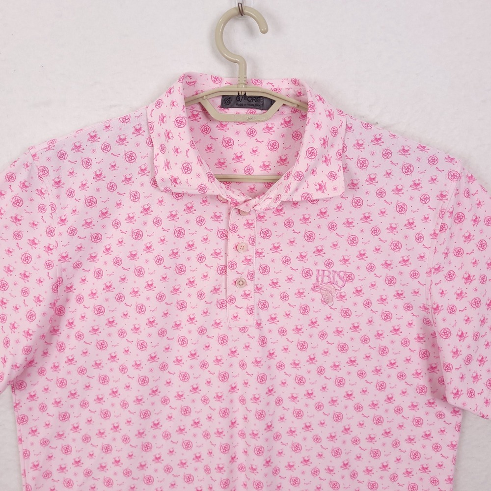 G/FORE Polo Shirt Mens Large Pink Skull Crossbones G4MF22K45 Blush Golf Tee